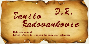 Danilo Radovanković vizit kartica